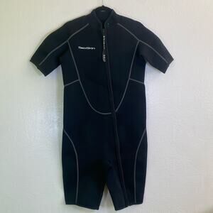 Seaskin 3mm Shorty Wetsuit Full Body Diving Suit Front Zip Mens Size L
